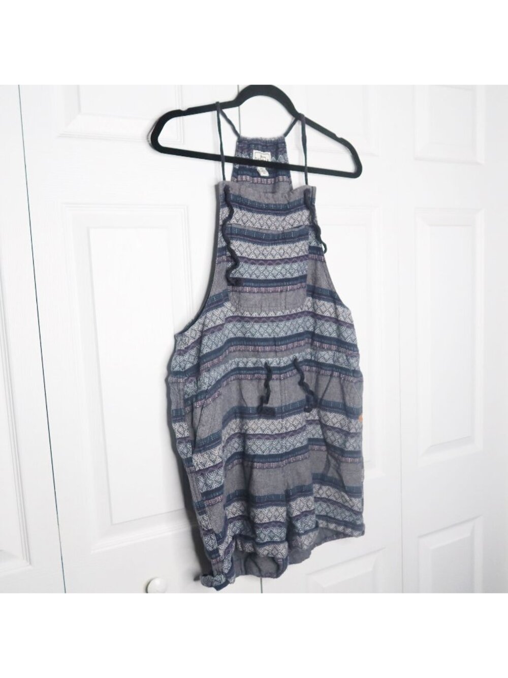 Woolrich Eco Rich Blue Geometric Printed Overalls Romper Women's Size Medium M